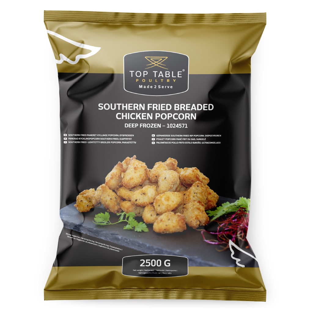 1024571 Southern Fried Poulet Popcorn panné 10 gr Top Table 2,5 kg