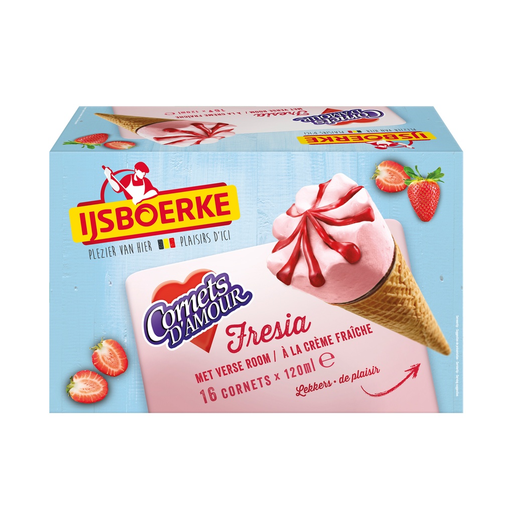 Cornets d'Amour Fresian Ijsboerke 16 x 120 ml