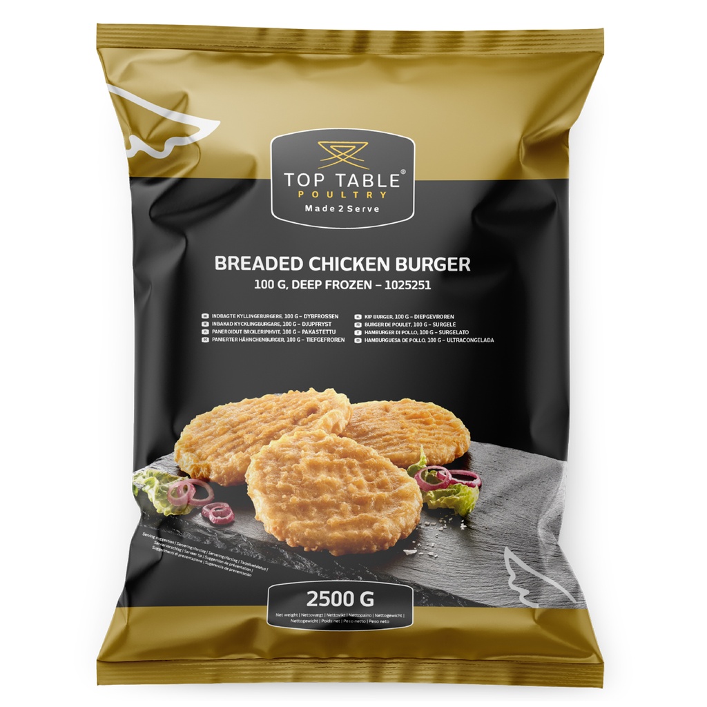 1025251 Burger de Poulet Luxe 100 gr Top Table 2,5 kg