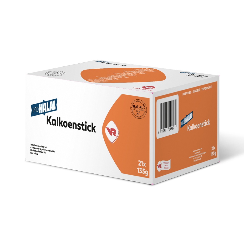 Kalkoen Stick Prohalal Vanreusel 21 x 135 gr