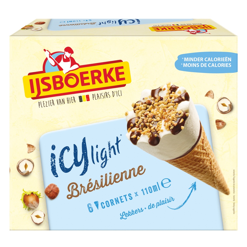 Icy Light Cornet Brésilienne Ijsboerke 6 x 100 ml
