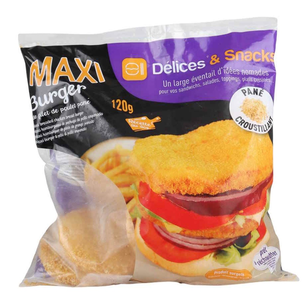 Burger de Poulet Croquant Maxi Délices & Snacks 9 x 120 gr