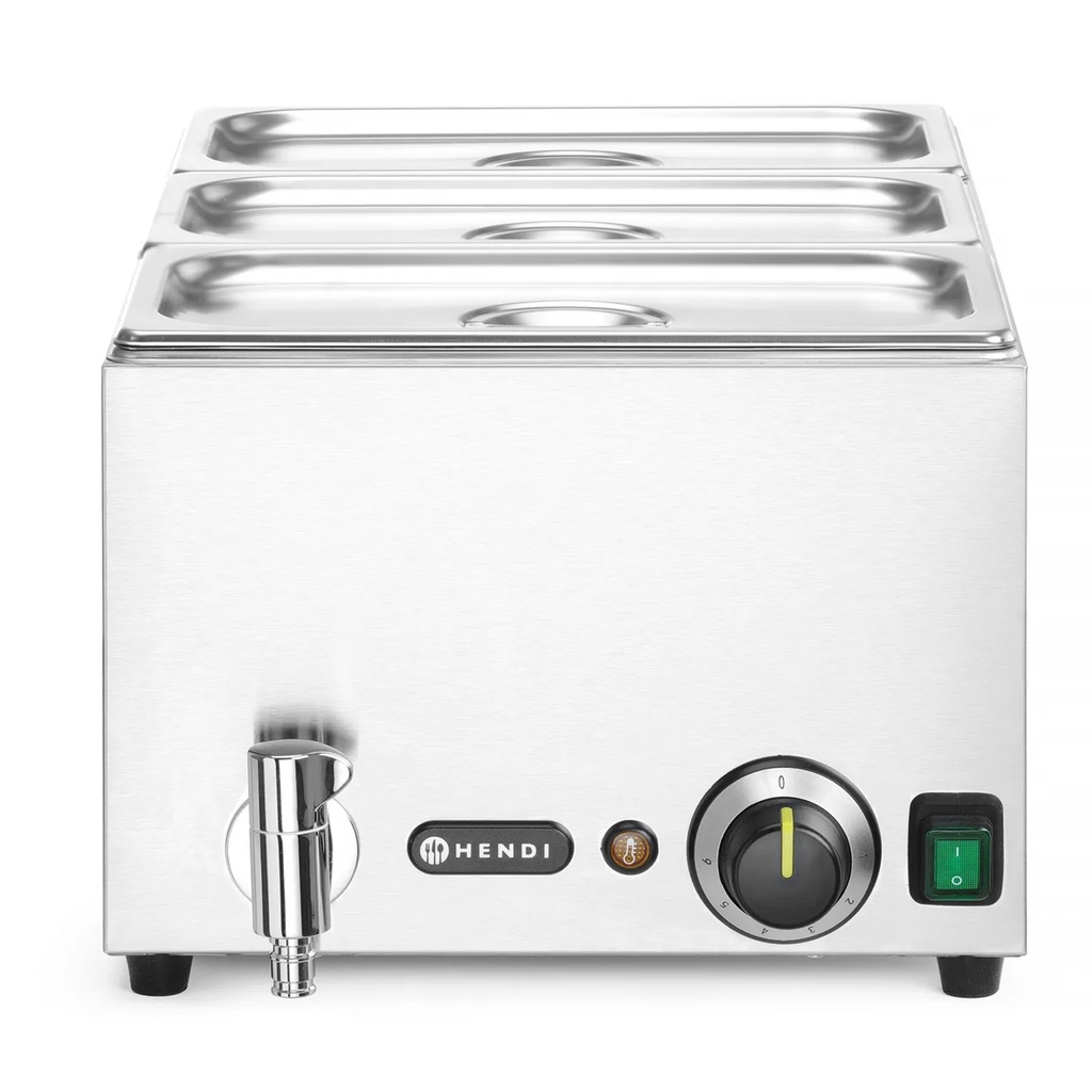 238868 Bain Marie avec robinet Ranger + 3 X GN1/3 avec couvercle Hendi