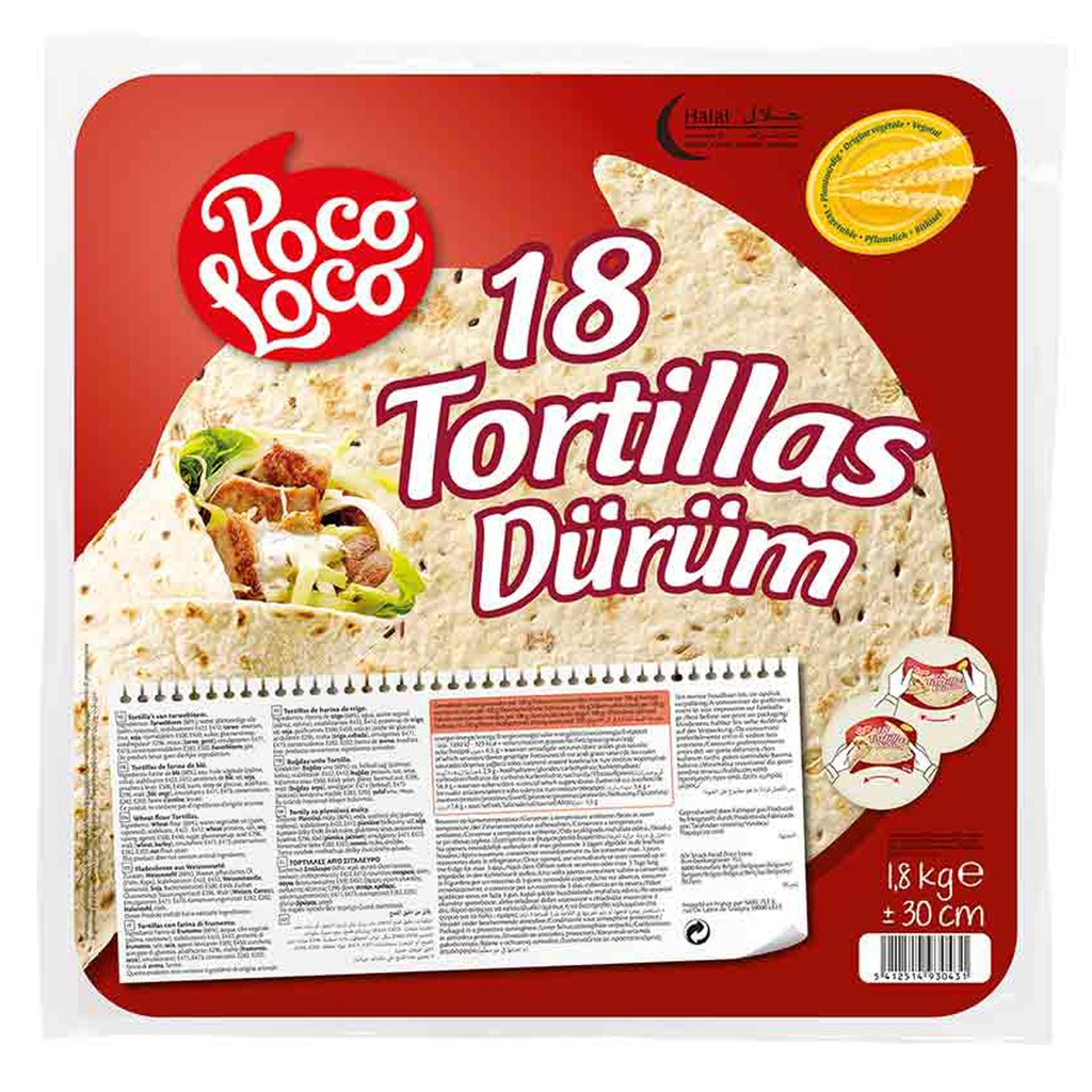 Tortillas Durum Antalya 30 cm Poco Loco 18 pcs