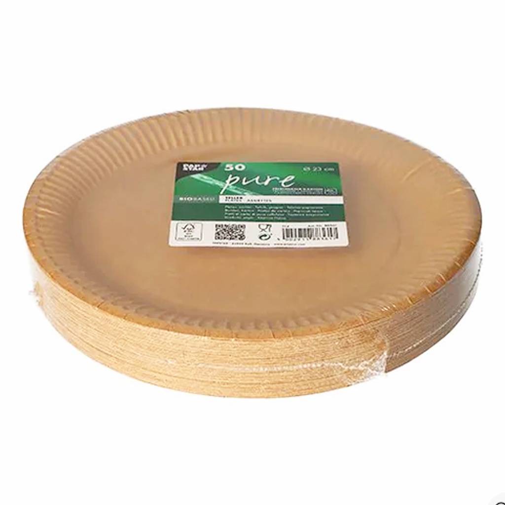 Assiette en Kraft 23 cm - 50 pcs