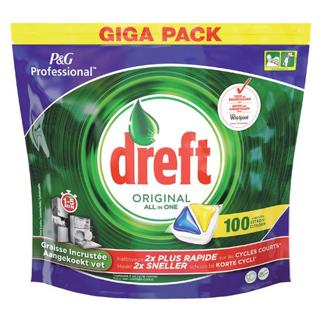 Dreft Professional Original Tablettes Lave-Vaisselle - Citron 100 pcs