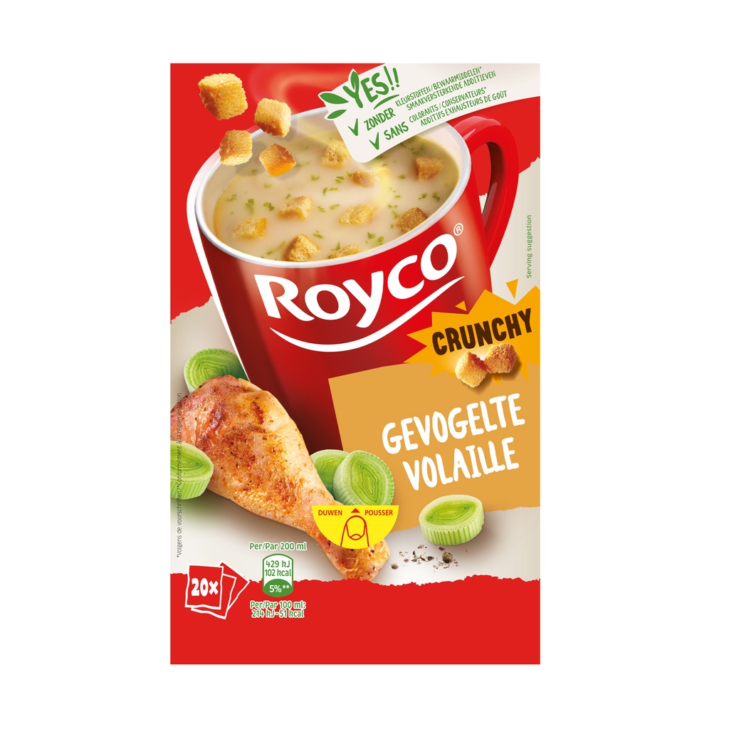 Royco Minute Soupe Poulet Crunchy 20 pcs