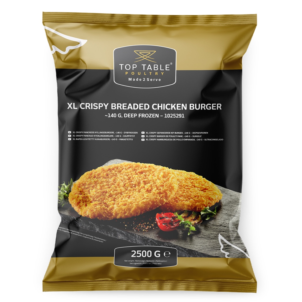1025291 Burger Poulet Croquant XL 140 gr Top Table 2,5 kg