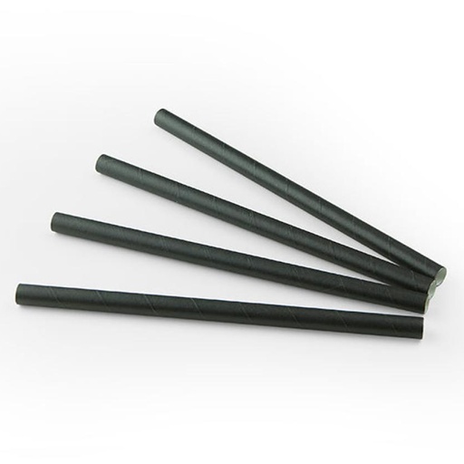 [14572] Paille Papier Noir 8 mm / 15 Cm 200 pcs