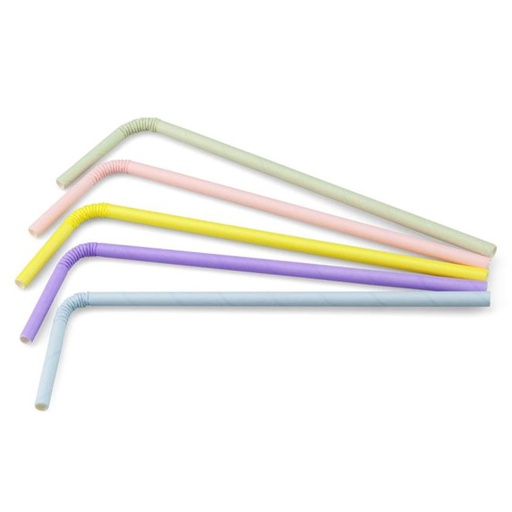 [W2554] Buigrietje Papier - pastel - 6mm - 200st - Sier