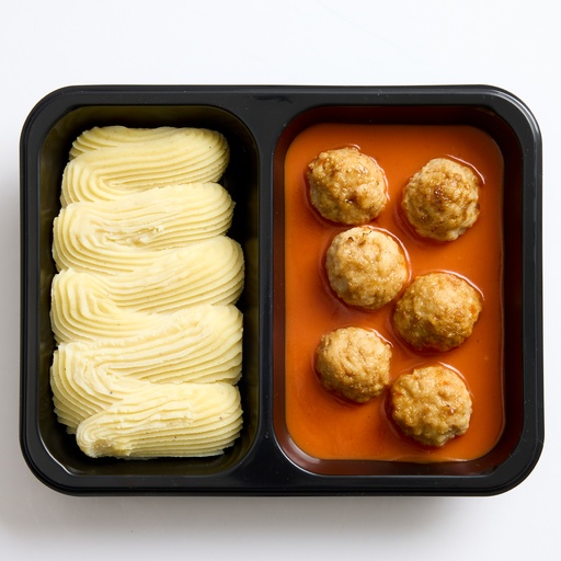 [2417] Boulettes en sauce tomates avec puree Noyez 520 gr