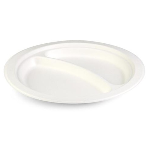 [PR/09905] Assiette Senza ronde en canne à sucre - 2 compt - Sier - 40 pcs