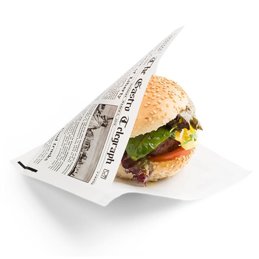 [14570] Sachet Hamburger -News Paper-Sier 130 x 150 Mm 300 pcs